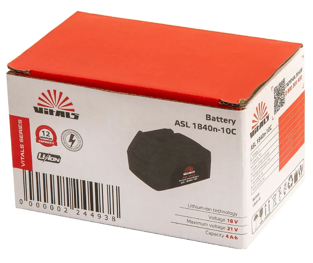 Акумулятор Vitals ASL 1840n-10С Li-Ion 18V 4.0Ah - фото 6