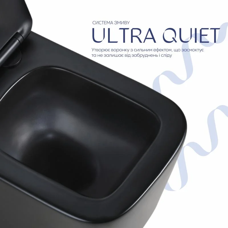 Унітаз підвісний Qtap Crow Ultra Quiet QT05335171MB Чорний (Slim, Duroplast, Soft-close, Quick Release) - фото 5