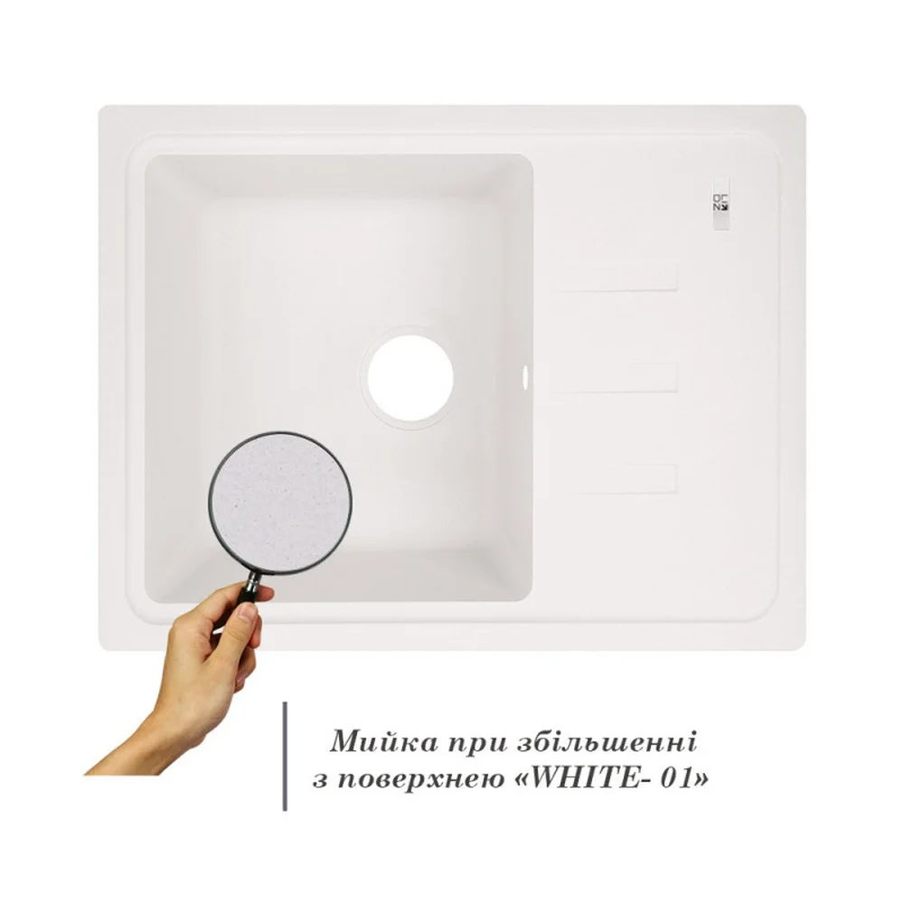 Кухонная мойка Lidz (WHI-01) 620x435/200 Белый - фото 3