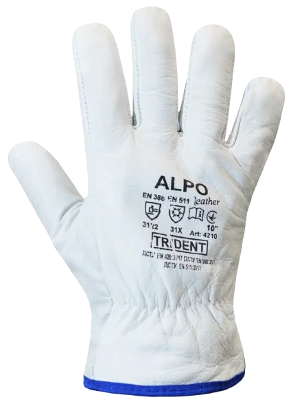 Рукавички зимові шкіряні на флісовій підкладці Alpo Trident (4210)