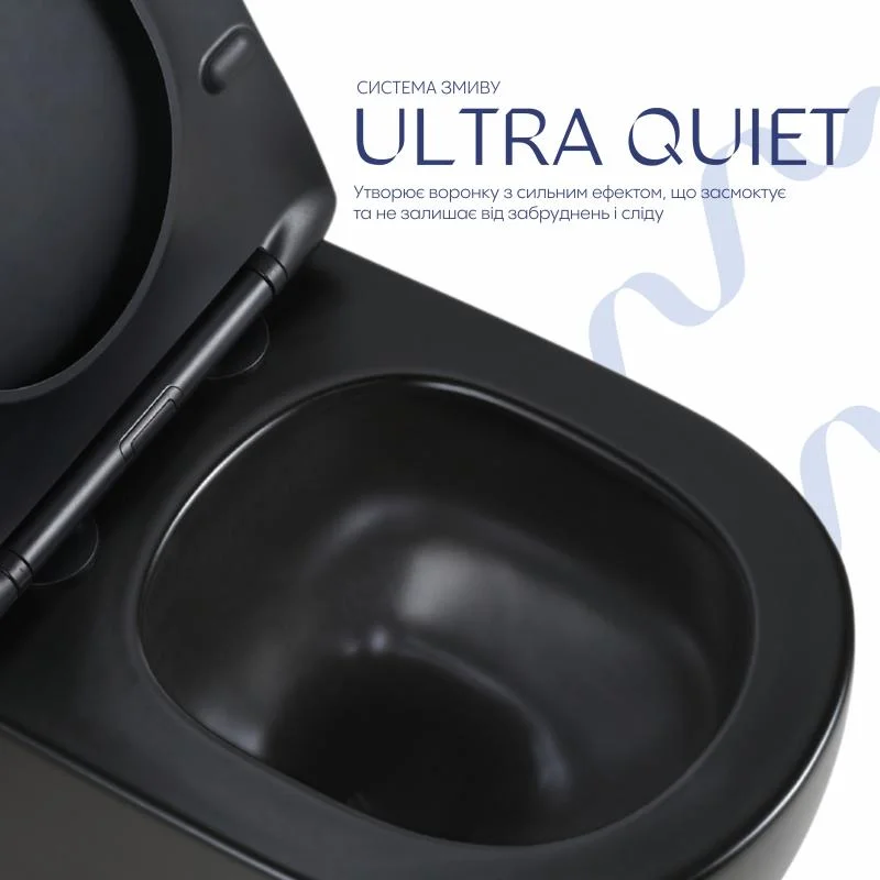 Унітаз підвісний Qtap Jay Ultra Quiet QT07335177MB Чорний (Slim, Duroplast, Soft-close, Quick Release) - фото 5