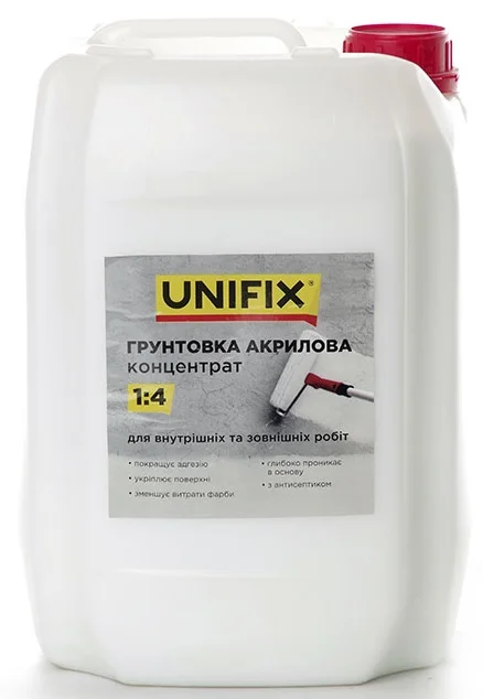 Ґрунтовка акрилова концентрат 1:4 глибокого проникнення 10кг Unifix (951110)