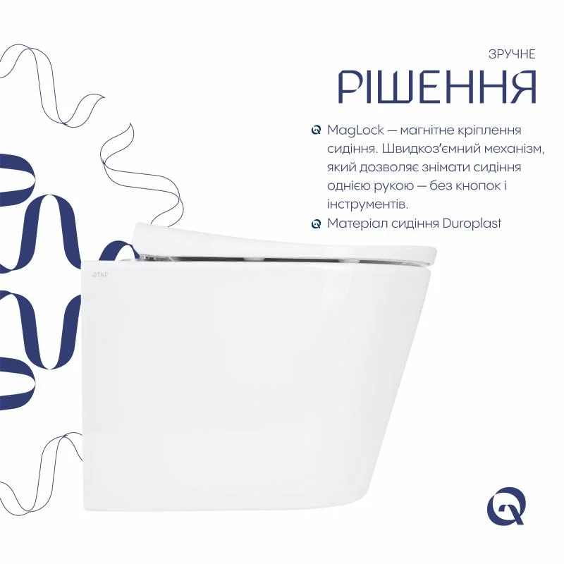 Унітаз підвісний Qtap Scorpio ML Ultra Quiet QTSCOML26W4962 (Soft-close, MagLock) - фото 4