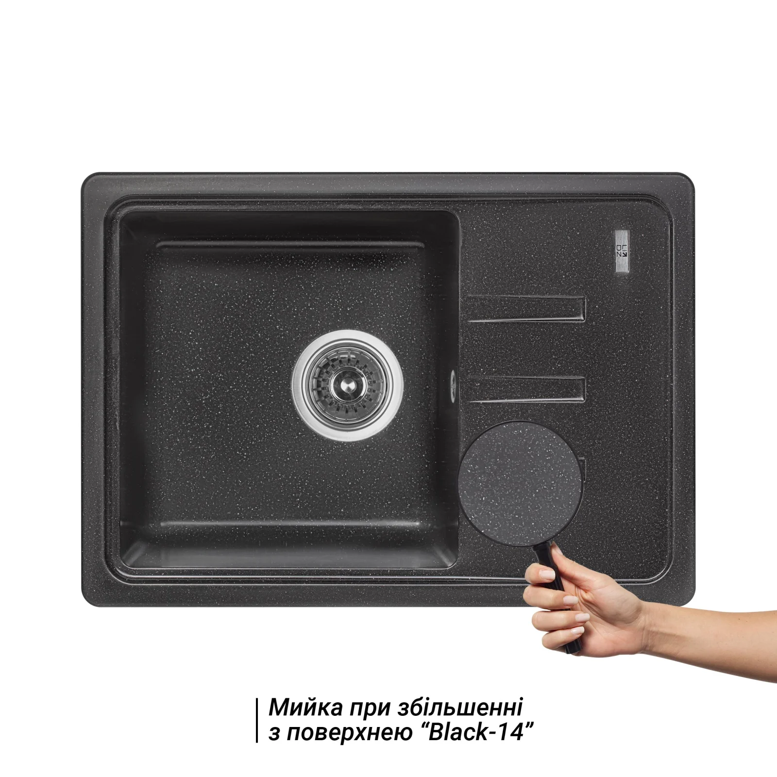 Кухонная мойка Lidz (BLM-14) 620x435/200 Черный металлик - фото 3