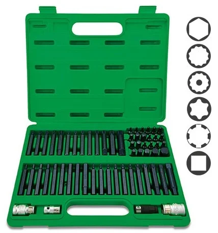 Набір біт TORX, HEX, SPLINE, RIBE, SQ 60 од. Toptul (GCAI6003)
