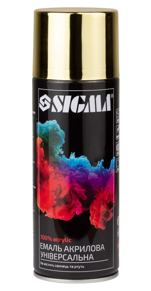 Емаль аерозольна акрилова хром Золотий 400мл глянець Sigma 2736511