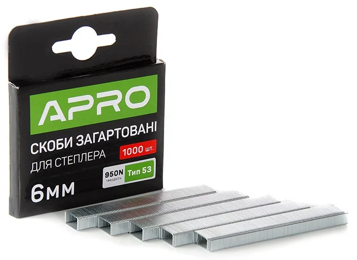 Скоби загартовані для степлера 6*11,3*0,7mm (1000 шт) Apro (680145)