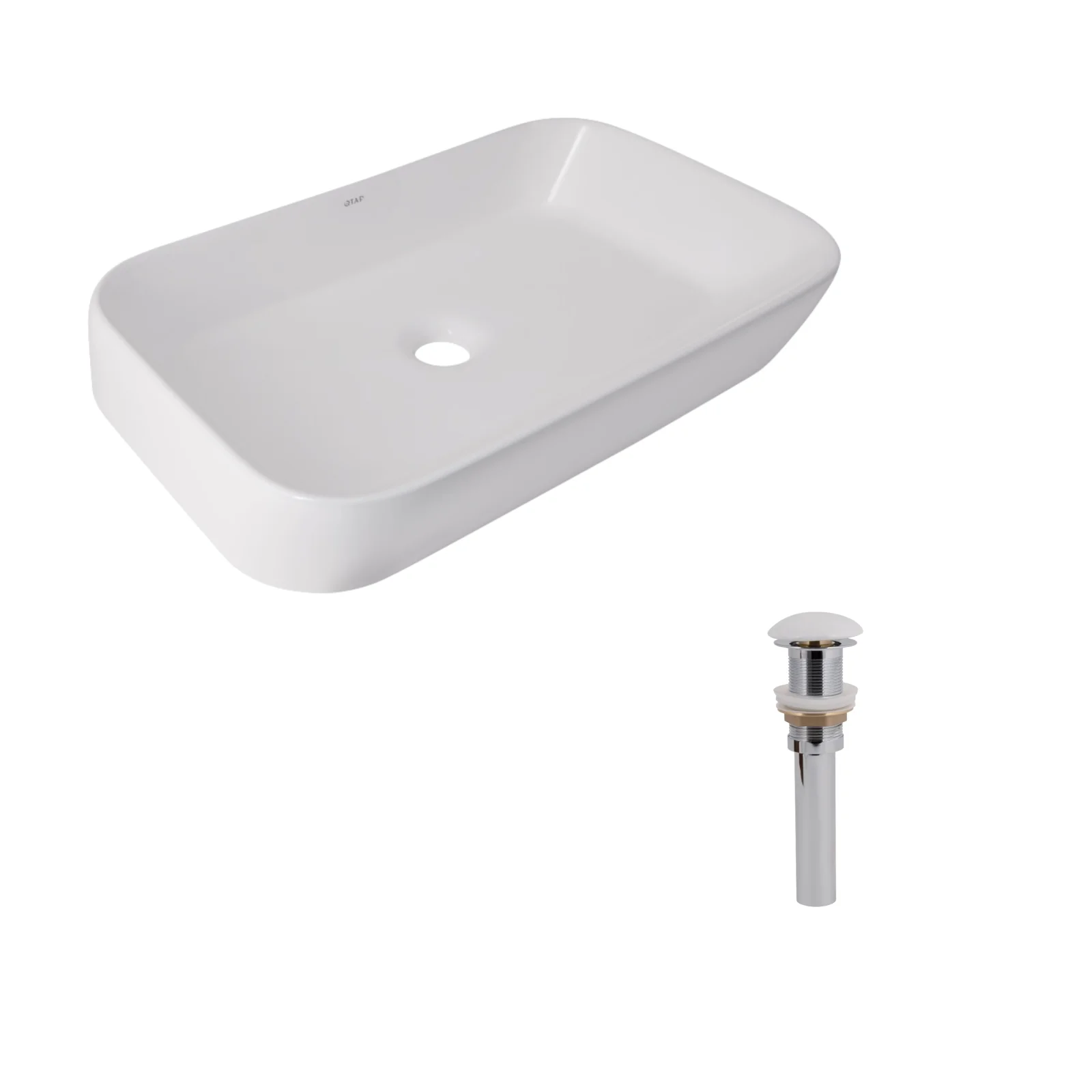 Раковина накладная Qtap Scorpio 550x390x120 мм, White, прямоугольная + Донный клапан Pop-up PU02