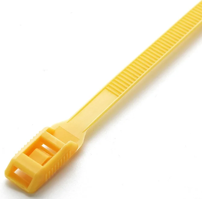 Стяжка нейлонова кабельна з низьким профілем замку 8x400 жовта Apro (CTLC-1018)