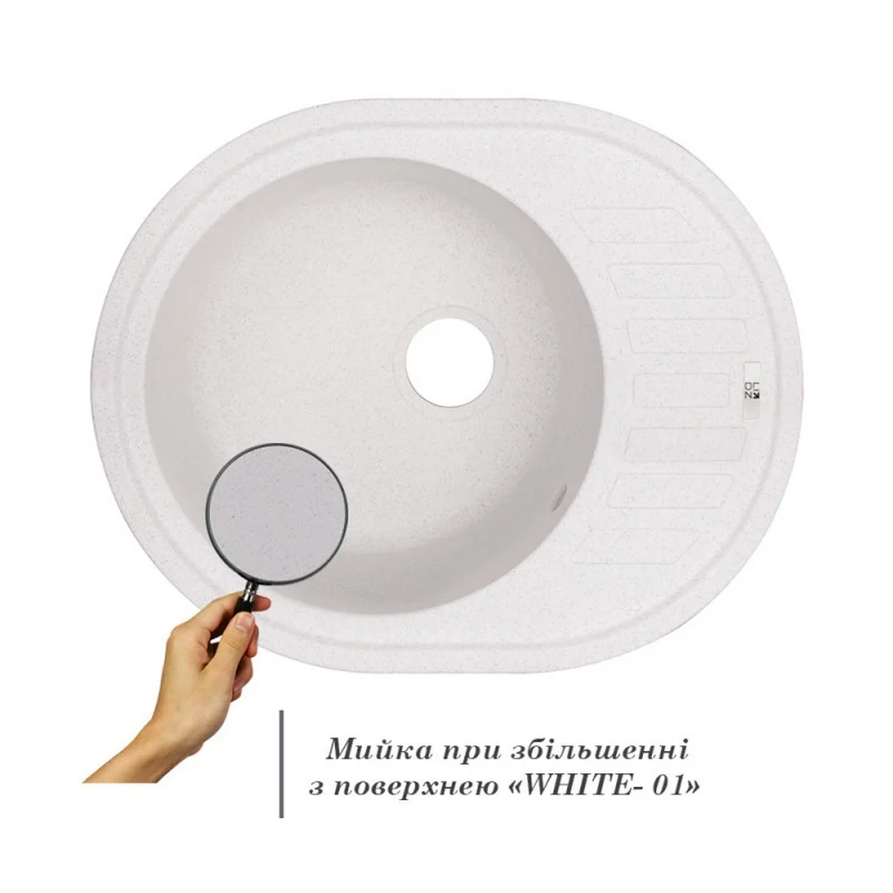 Кухонная мойка Lidz (WHI-01) 620x500/200 Белый - фото 3