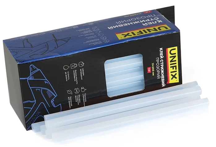 Клей стрижневий прозорий 11.0х200мм 1кг (50 шт) Unifix (951458)