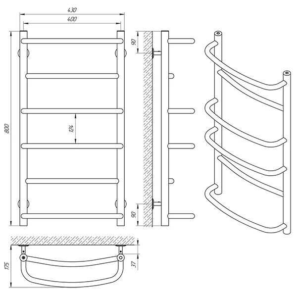 Рушникосушка Laris Єврофлеш П6 400 x 800