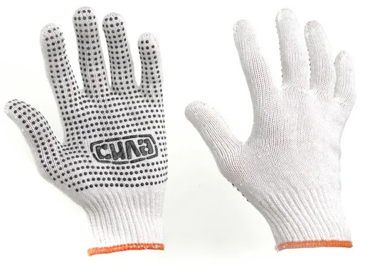 Рукавички Х/Б з чорною ПВХ точкою Р10 Стандарт Сила (480102)