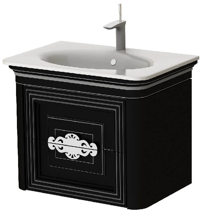 Тумба Botticelli TREVISO T-80 з умивальником Stella-80 Чорний срібло