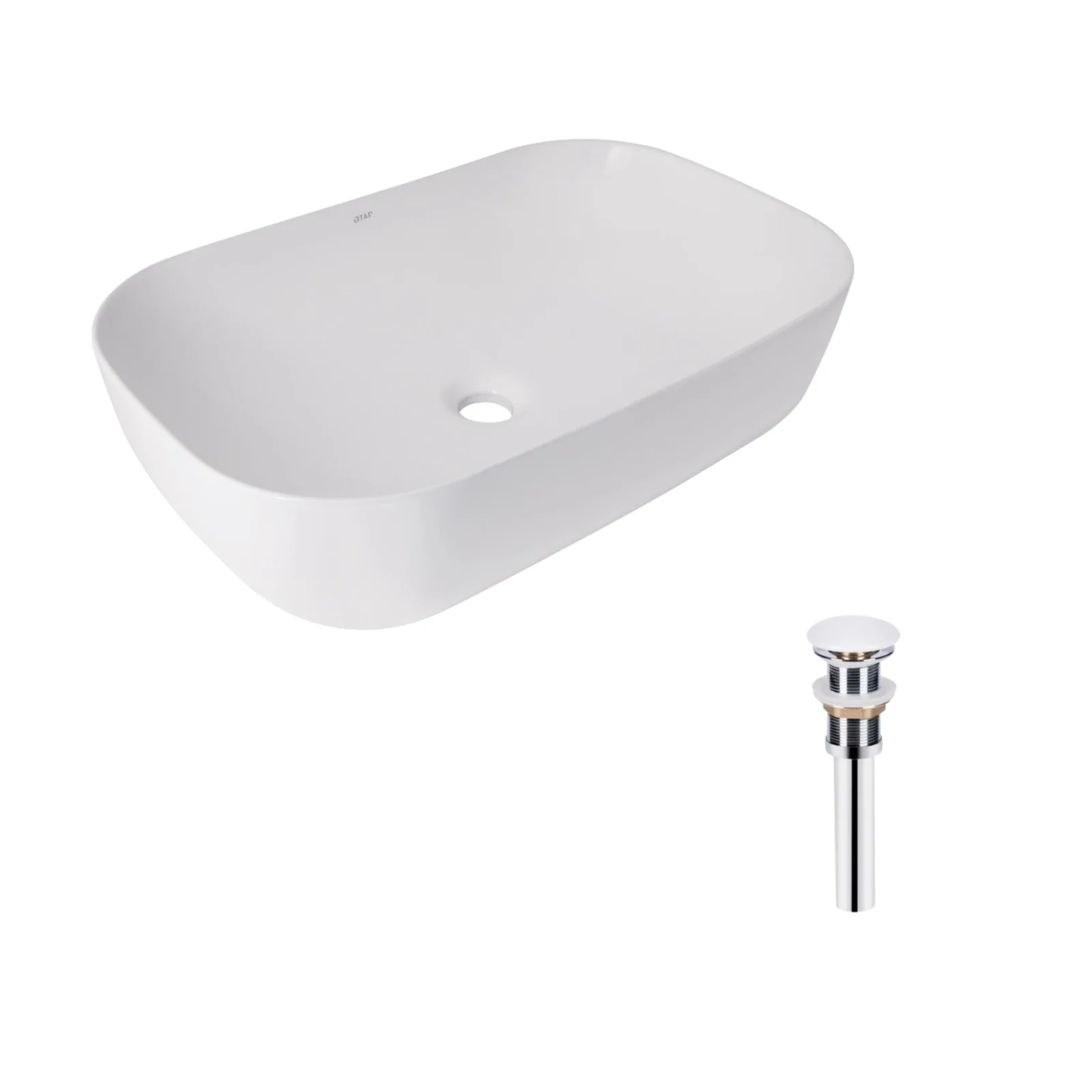 Раковина накладная прямоугольная Qtap Robin 600x390x150 мм White с донным клапаном PU02