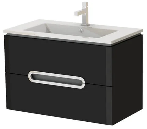 Тумба підвісна Ювента Prato Рr-85 з умивальником Atria 85 Чорний