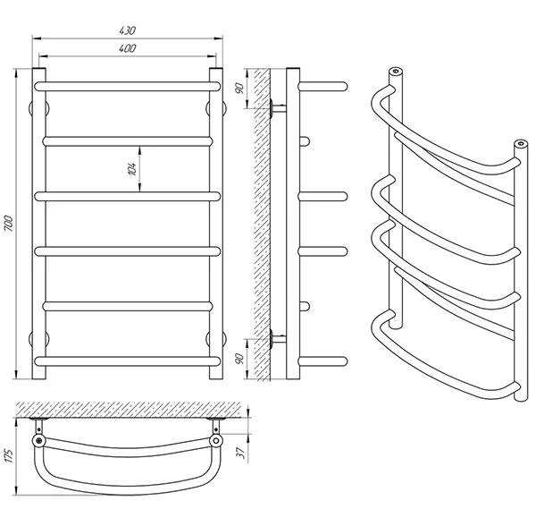 Рушникосушка Laris Єврофлеш П6 400 x 700
