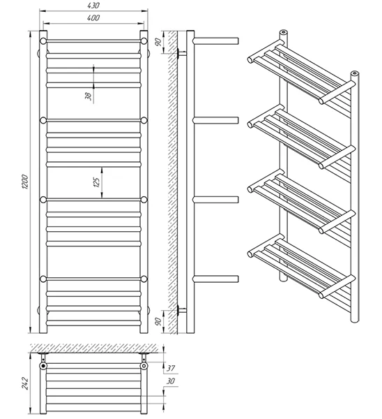 Рушникосушка Laris Форум П16 400 х 1200