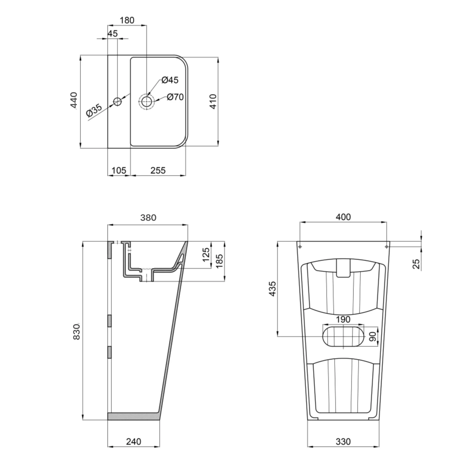 Раковина для пола моноблок Qtap Tern 440х380х830 Белый - фото 2