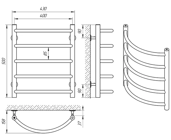 Рушникосушка Laris Омега П5 400 x 500