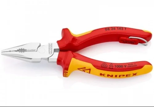 Пасатижі комбіновані з подовженим носиком зі страхуваним кріпленням Knipex L=145 мм (08 26 145 Т)
