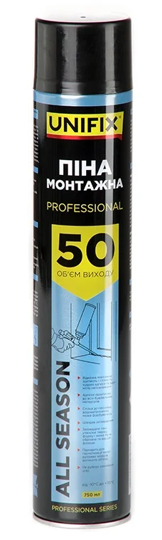 Піна монтажна професійна всесезонна Professional 50л 750мл Unifix (951286)