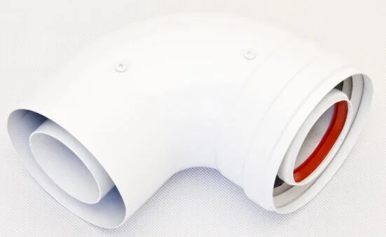 Коаксіальний кутник 60/100 90º Rocterm розтруб-труба для конденсаційних котлів