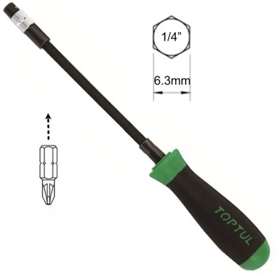 Викрутка бітотримач з гнучким валом 1/4" L=290мм Toptul (FTCA0829)