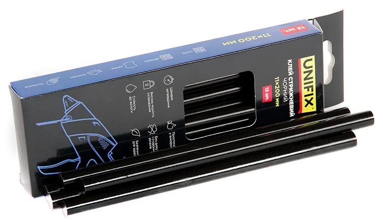 Клей стержневий чорний 11.0х200мм (12 шт) Unifix (951457)