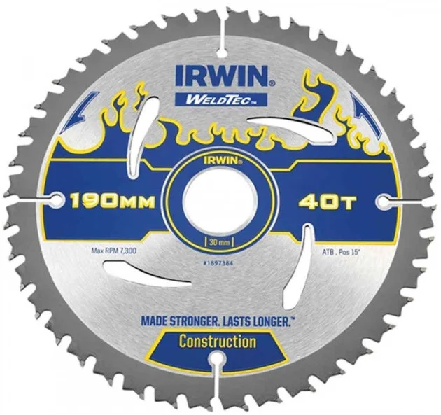 Диск пильний Irwin Weldtec CSB 190мм/40T/30/20 (1897384)