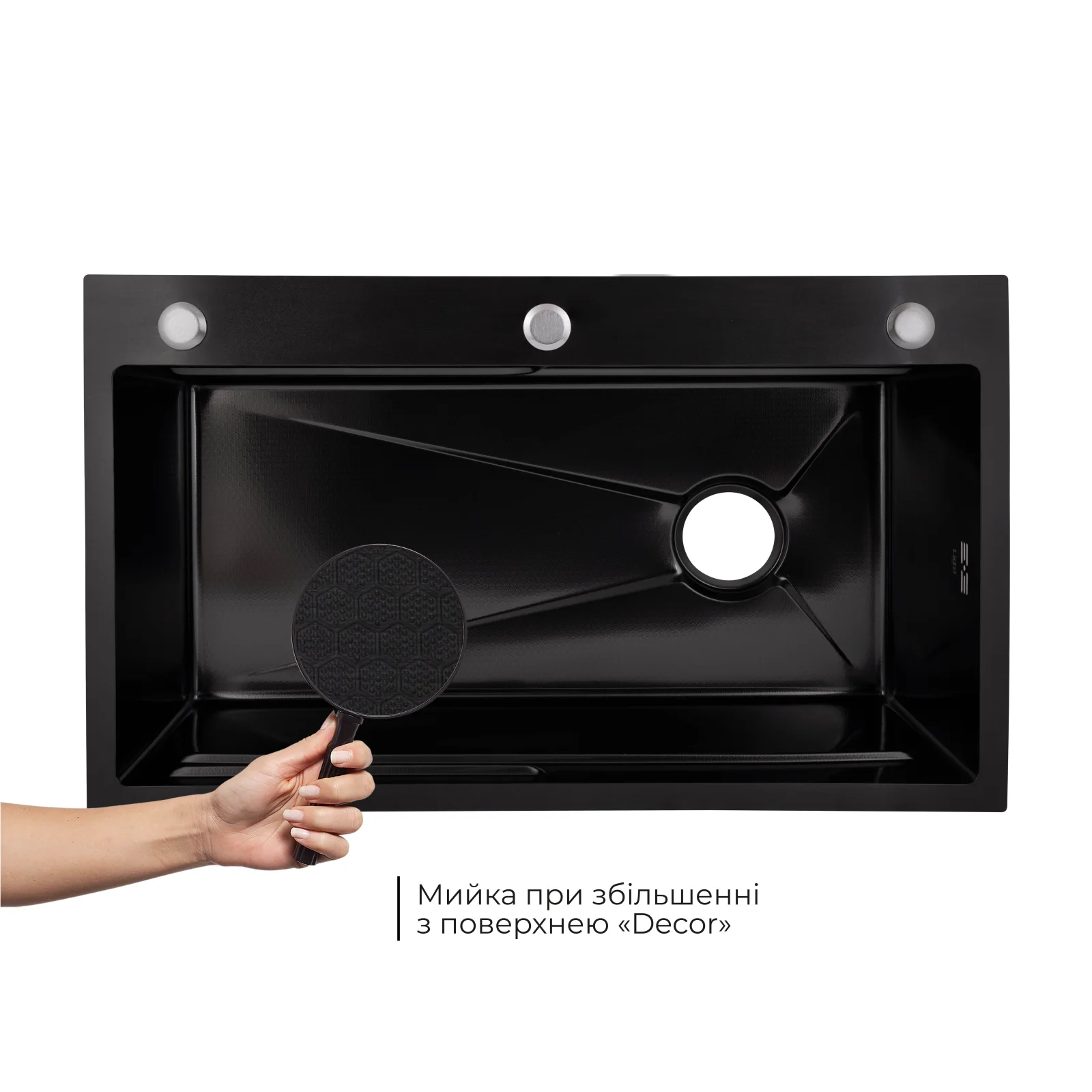 Кухонная мойка Lidz H7545B 3,0/1,0 Decor Черный - фото 4