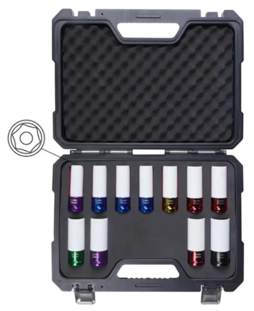 Набір ударних головок для литих дисків 11 од. 1/2" кольорових Viktec (VT18084B)