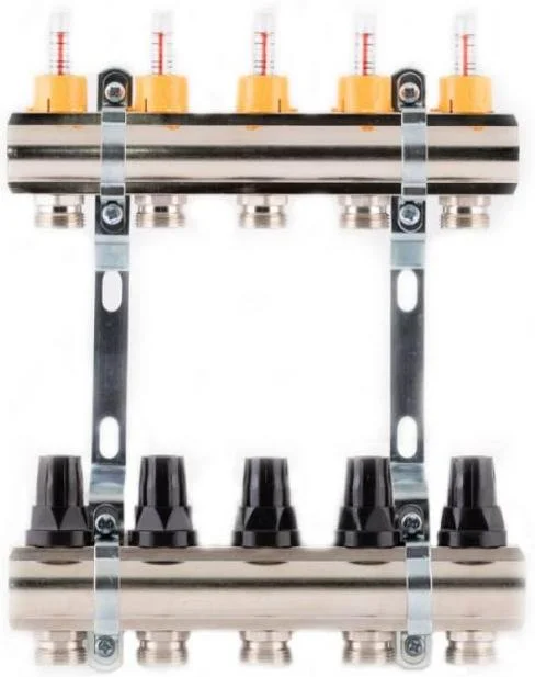 Колектор латунний SD Forte з витратоміром 1"х8 SF001W8