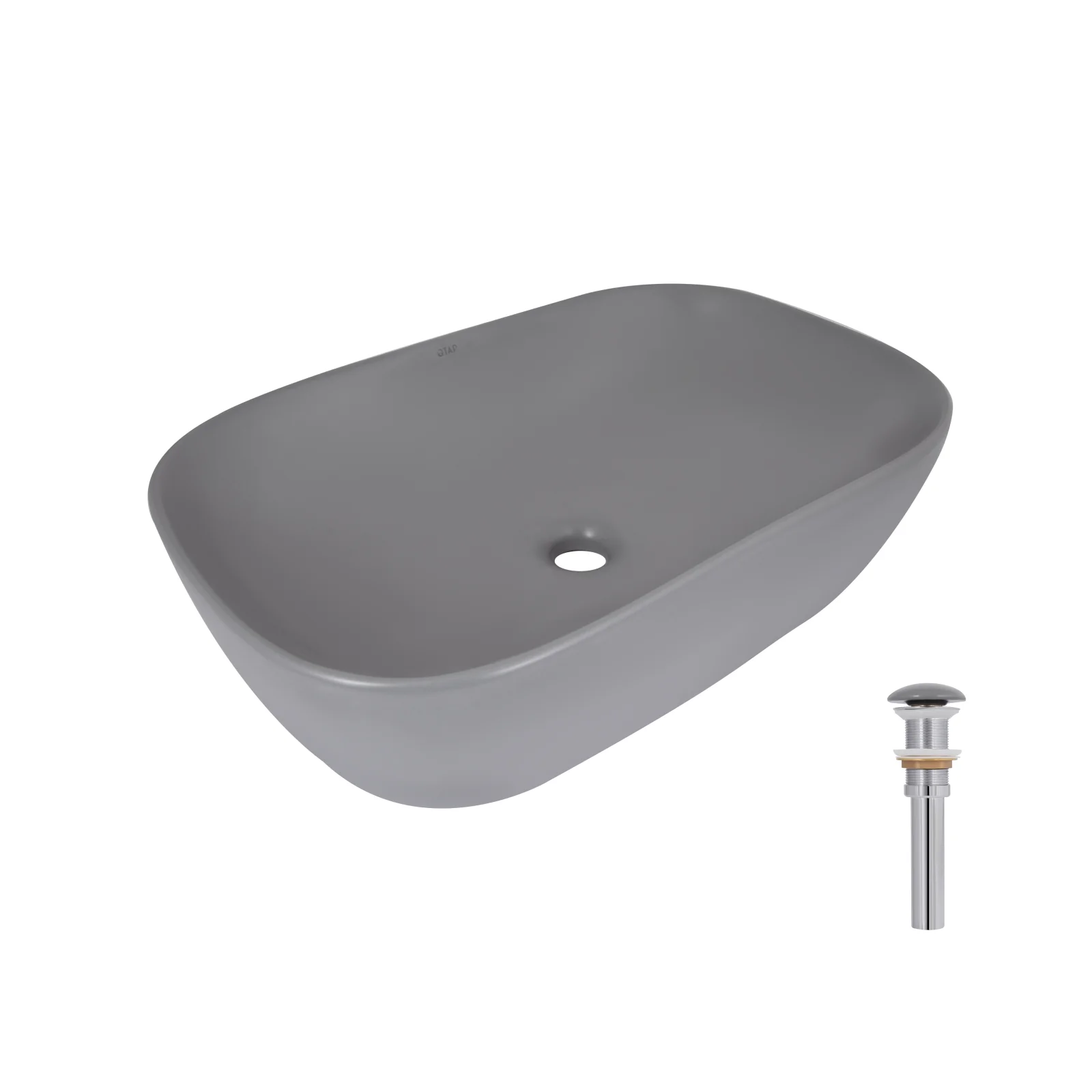 Раковина Qtap Robin 600x390x150 с донным клапаном Каменно-серый