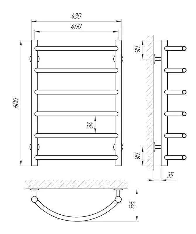 Рушникосушка Laris Омега П6 400 x 600