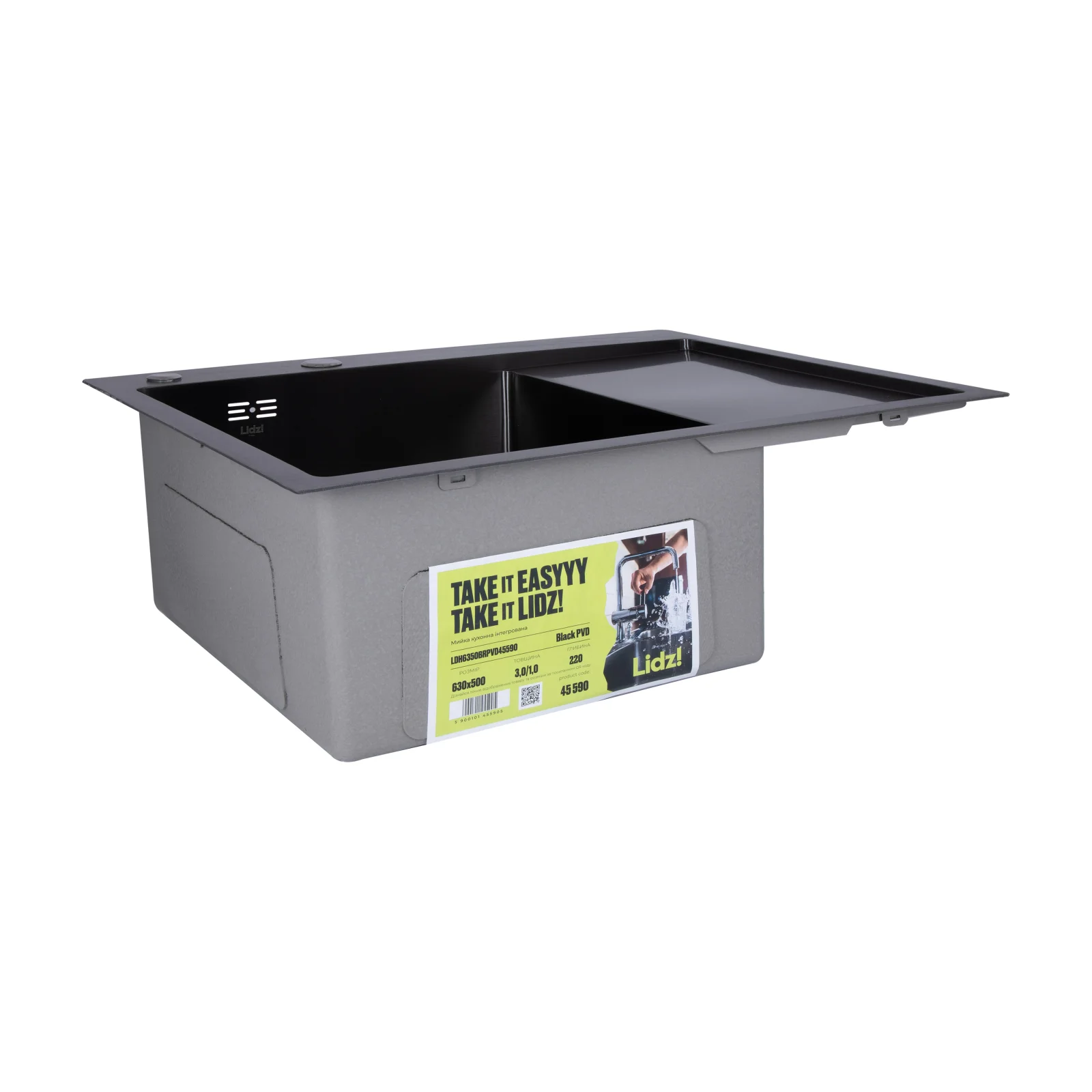 Кухонная мойка Lidz H6350BR 3,0/1,0 Brush Черный - фото 5