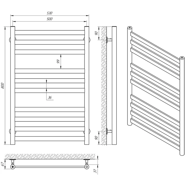 Рушникосушка Laris Кватро П10 500 х 800