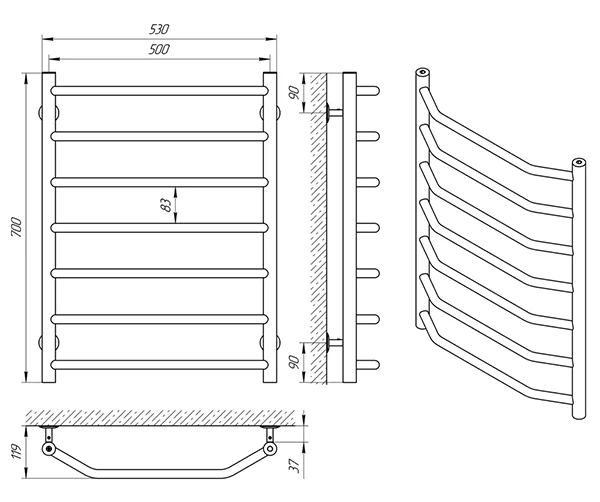 Рушникосушка Laris Діана П7 500 х 700
