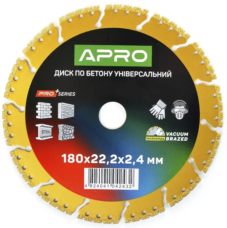 Диск відрізний по бетону 180х2,4х22,22мм PRO APRO (830741)