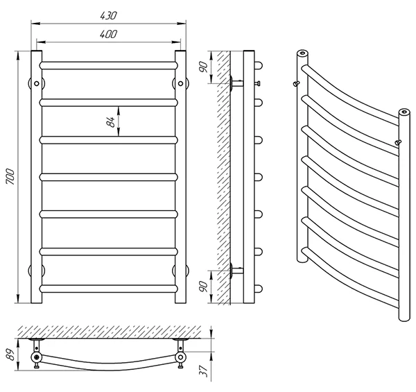 Рушникосушка Laris Класік П7 400 x 700