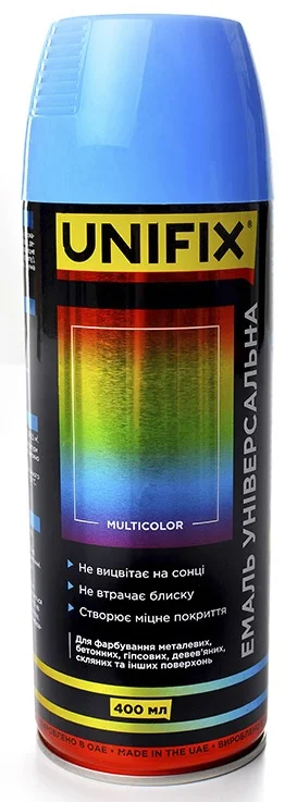 Емаль акрилова універсальна RAL 5012 Блакитний глянець 400мл Unifix (951024)