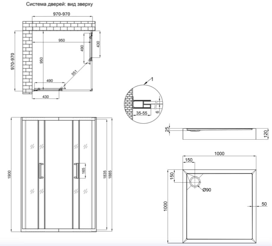 Душова кабіна Qtap Taurus CRM1011SC6 + піддон Tern 301112 - фото 2