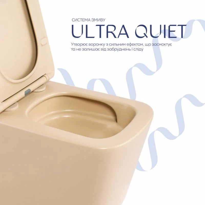 Унітаз підвісний Qtap Tern Ultra Quiet QTTER26SB49001 Бежевий (Slim, Duroplast, Soft-close, Quick Release) - фото 5