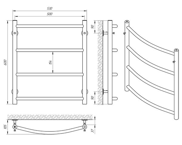 Рушникосушка Laris Флеш П4 500 x 600