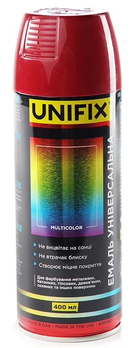 Емаль акрилова універсальна RAL 3009 Червоний оксид глянець 400мл Unifix (951019)