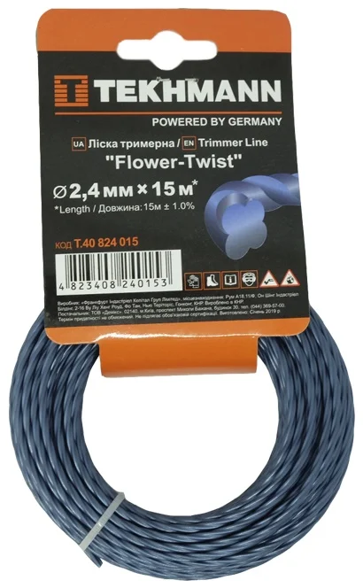 Ліска для тримерів Tekhmann "Flower-Twist" (кручений квадрат) 2.4мм*15м (T.40824015)