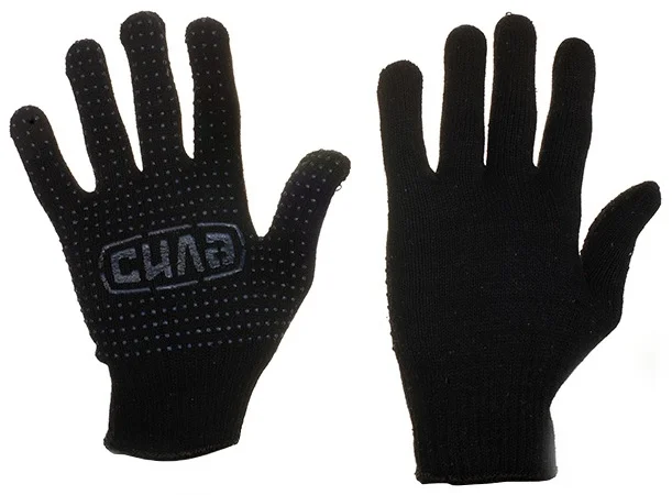 Рукавички нейлонові чорні з мілкою синьою ПВХ крапкою Стандарт Р10 Сила (480107)