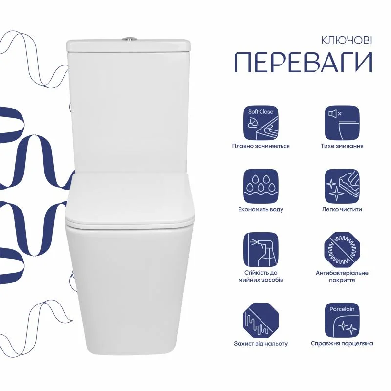 Унітаз-компакт Qtap Crow Eco Ultra Quiet QTCRO27W51030 (Soft-close) - фото 3