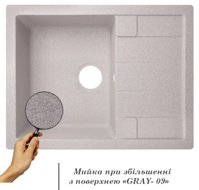 Кухонная мойка Lidz GRA-09 650х500/200 - фото 3