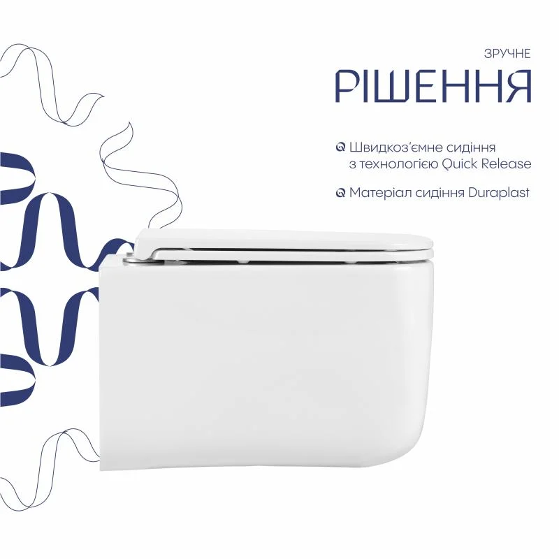 Унітаз підвісний Qtap Gemini Ultra Quiet QTTAU26W49119 (Slim, Duroplast, Soft-close, Quick Release) - фото 4